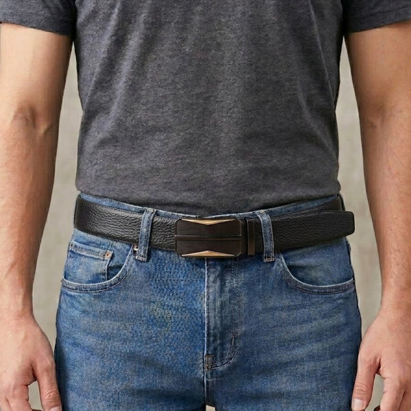 Mens Genuine Leather Belt | 2 in 1 Reversible (Black & Brown) (1 Pc.) - LUXORIC