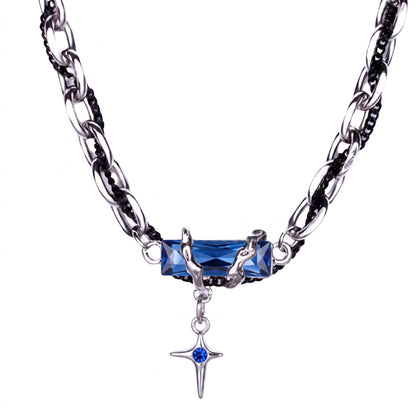 OBSIDIAN BLUEC ROSS - 30mm Titanium Steel Pendant with 20 to 22inch Adjustable Cable 7mm Chain for Men & Boys