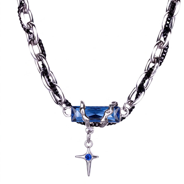 OBSIDIAN BLUEC ROSS - 30mm Titanium Steel Pendant with 20 to 22inch Adjustable Cable 7mm Chain for Men & Boys