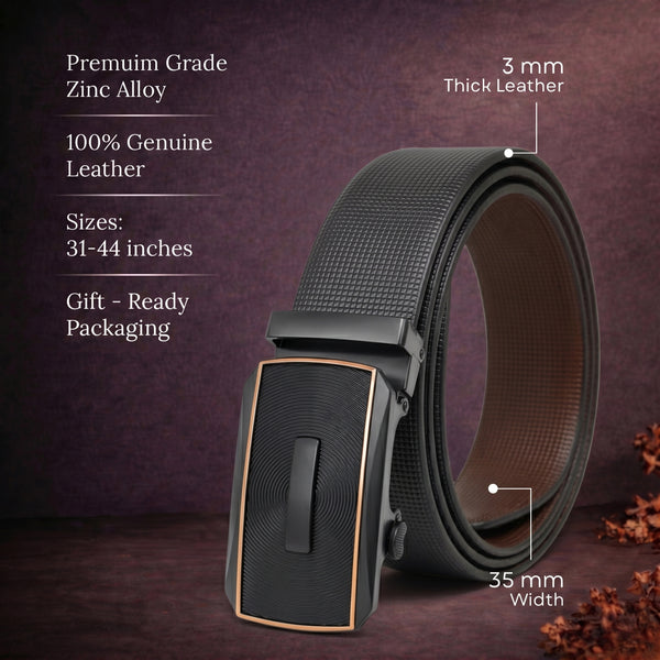 Mens Genuine Leather Belt | 2 in 1 Reversible (Black & Brown) (1 Pc.) - NEXVIOR