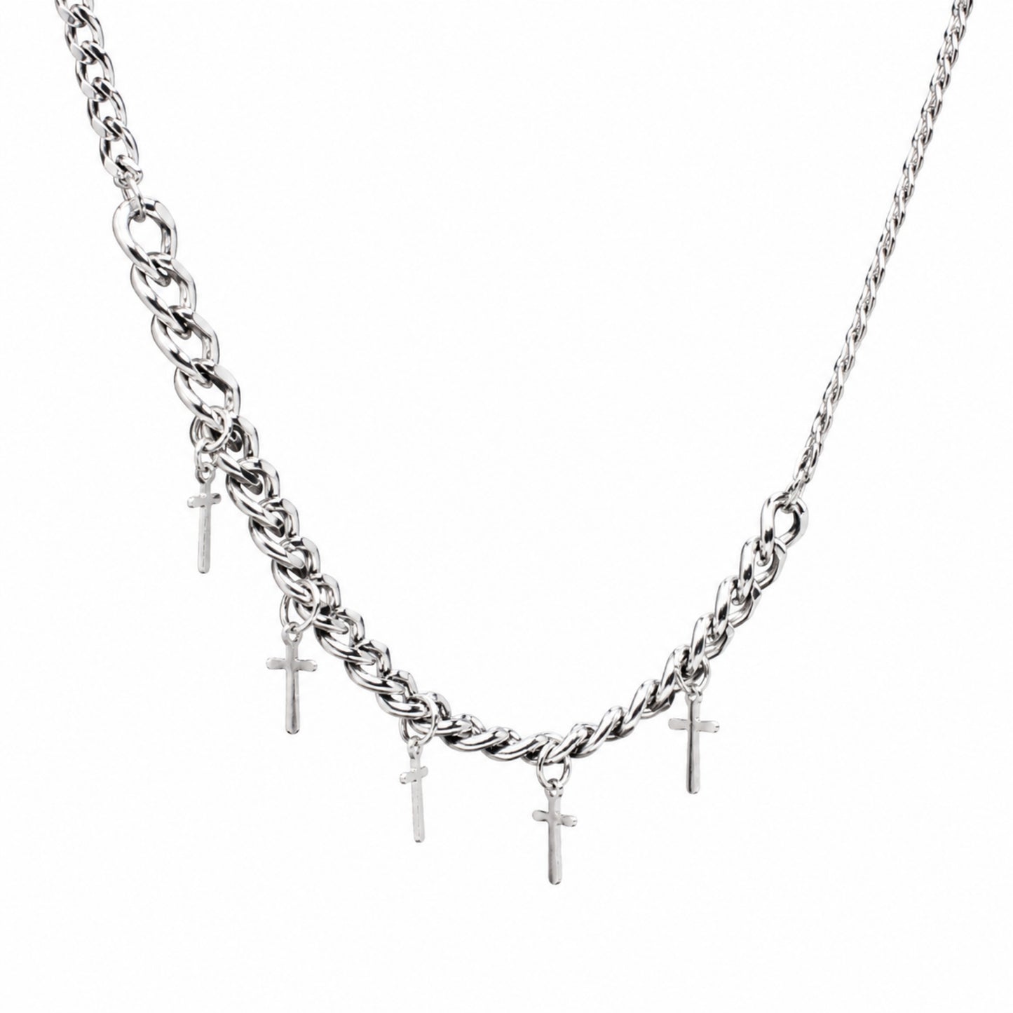 MULTI CROSS LINK - 11mm Titanium Steel Pendant with 7mm Chain for Men & Boys - 24 inch