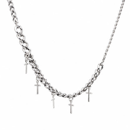 MULTI CROSS LINK - 11mm Titanium Steel Pendant with 7mm Chain for Men & Boys - 24 inch