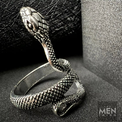 THE MEN THING Alloy Adjustable Vintage Silver Snake Ring for Men, American trending Style - Funky, Punk Gothic Rings for Men & Boys
