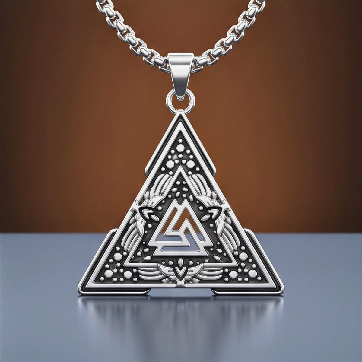 VIKING SEAL - 34mm Titanium Steel Pendant with 23inch Round Box 4mm Chain for Men & Boys
