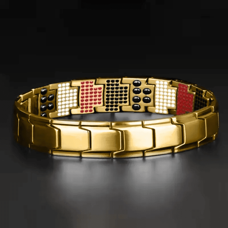 Sharp Italian Ele Style - Gold Tone Pure Titanium Steel Bracelet For Men & Boys