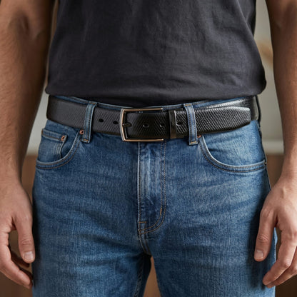 Mens Genuine Leather Belt | 2 in 1 Reversible (Black & Brown) (1 Pc.) - REXVA