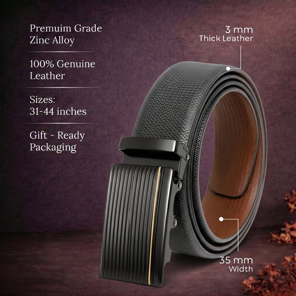 Mens Genuine Leather Belt | 2 in 1 Reversible (Black & Brown) (1 Pc.) - SIGNORA