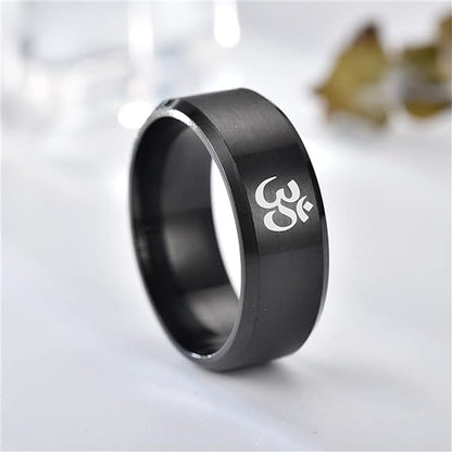 OM BLACK - Titanium Steel Ring for Men & Boys (Size : 22 )