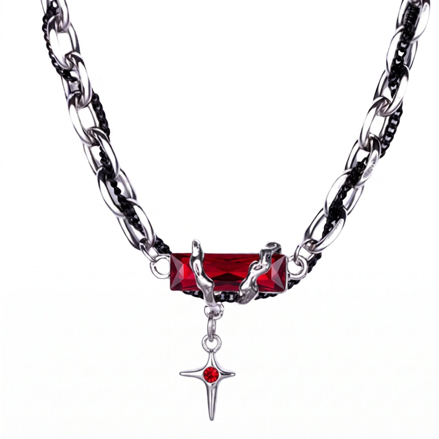 OBSIDIAN RED CROSS - 30mm Titanium Steel Pendant with 20 to 22inch Adjustable Cable 7mm Chain for Men & Boys