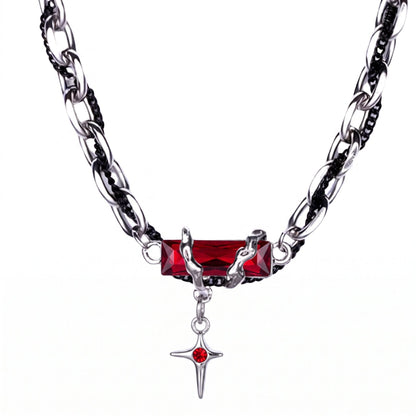 OBSIDIAN RED CROSS - 30mm Titanium Steel Pendant with 20 to 22inch Adjustable Cable 7mm Chain for Men & Boys