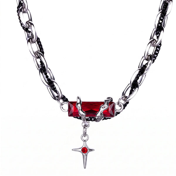 OBSIDIAN RED CROSS - 30mm Titanium Steel Pendant with 20 to 22inch Adjustable Cable 7mm Chain for Men & Boys