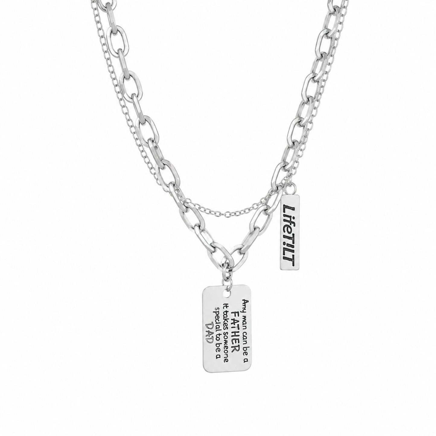 DAD TAG LAYER - 20mm Titanium Steel Pendant with 9mm Chain for Men & Boys (18 to 20 inch)