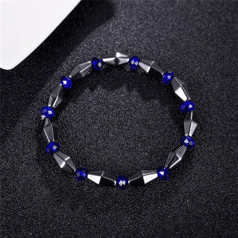 CONE SHAPE BLUE  - Beads Bracelet with Natural Stone - "7" inch Stretch Bracelet for Men & Boys