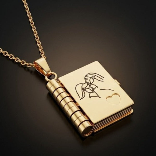 MEMORY BOOK - GOLDEN - 18mm Pure Titanium Steel Pendant with 3mm Chain for Men & Boys (17 to 19 inch Adjustable Cable Chain)