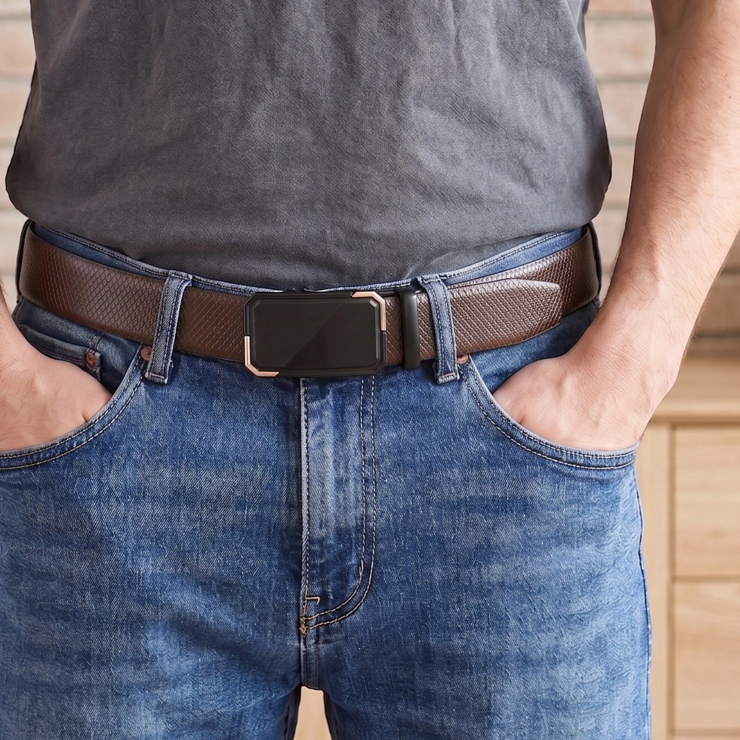 Mens Genuine Leather Belt | 2 in 1 Reversible (Brown & Black) (1 Pc.) - REXVA