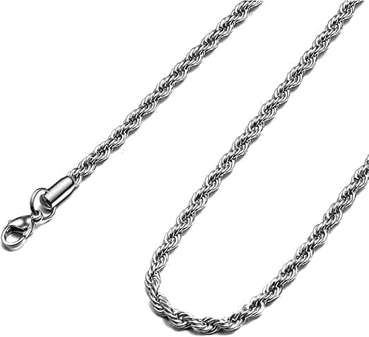 THE MEN THING 1.7mm Twist Rope Chain Stainless Steel 21.5inch for Men & Boys
