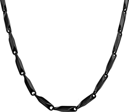 THE MEN THING Pure Stainless Steel Black Rice Chain 20inch - European Trending Style - Necklace for Men & Boy