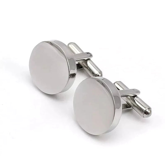 Classic Elegance - Silver Tone Titanium Steel Cufflinks For Men And Boys (Size 15Mm) 15