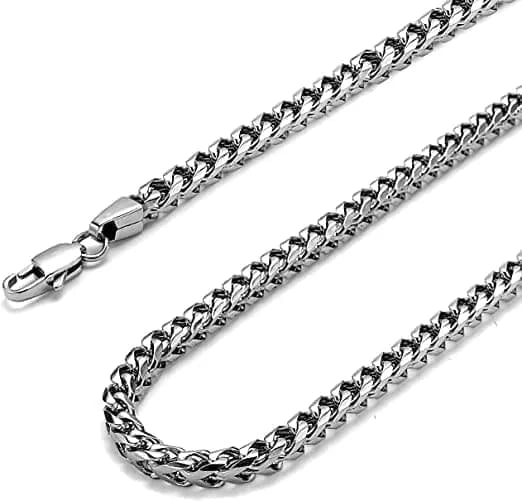 THE MEN THING 4mm Wheat Chain Stainless Steel 22inch for Men & Boys