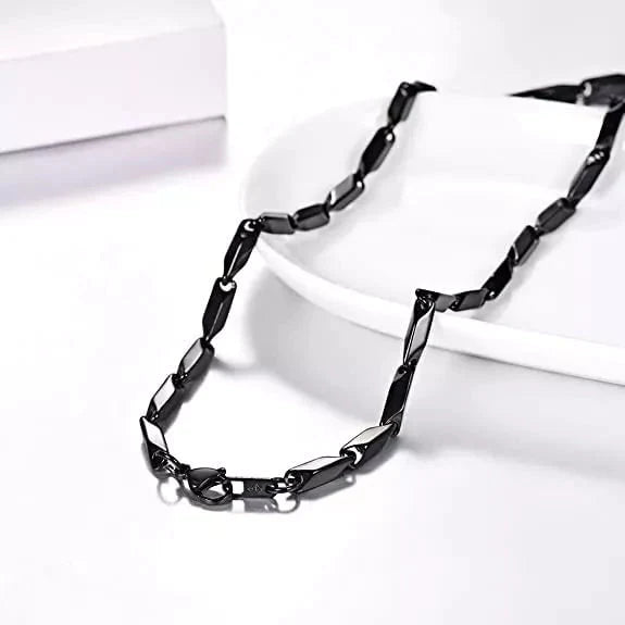 THE MEN THING Pure Stainless Steel Black Rice Chain 20inch - European Trending Style - Necklace for Men & Boy
