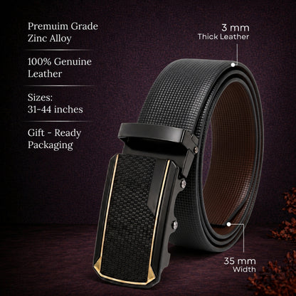 Mens Genuine Leather Belt | 2 in 1 Reversible (Black & Brown) (1 Pc.) - NEXVIOR