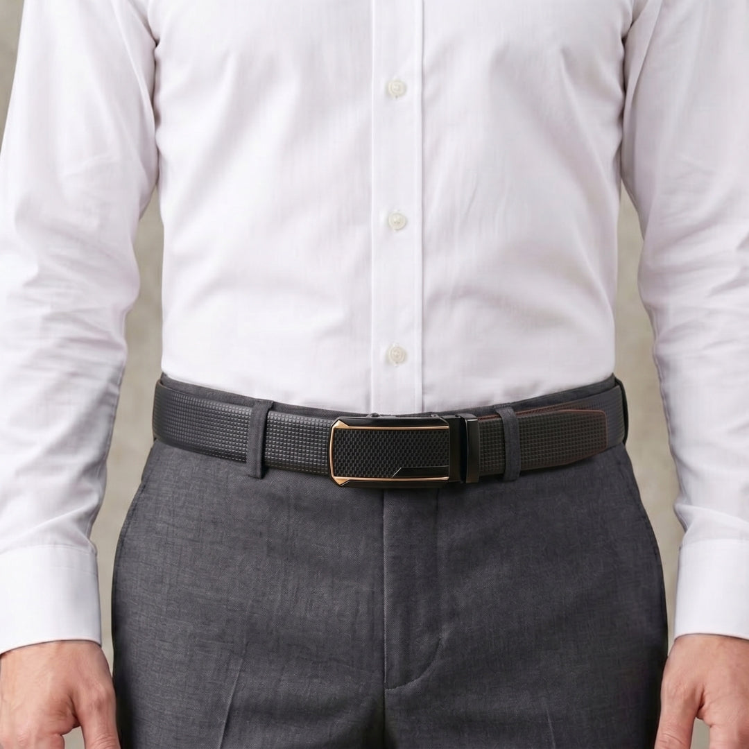 Mens Genuine Leather Belt | 2 in 1 Reversible (Black & Brown) (1 Pc.) - NEXVIOR