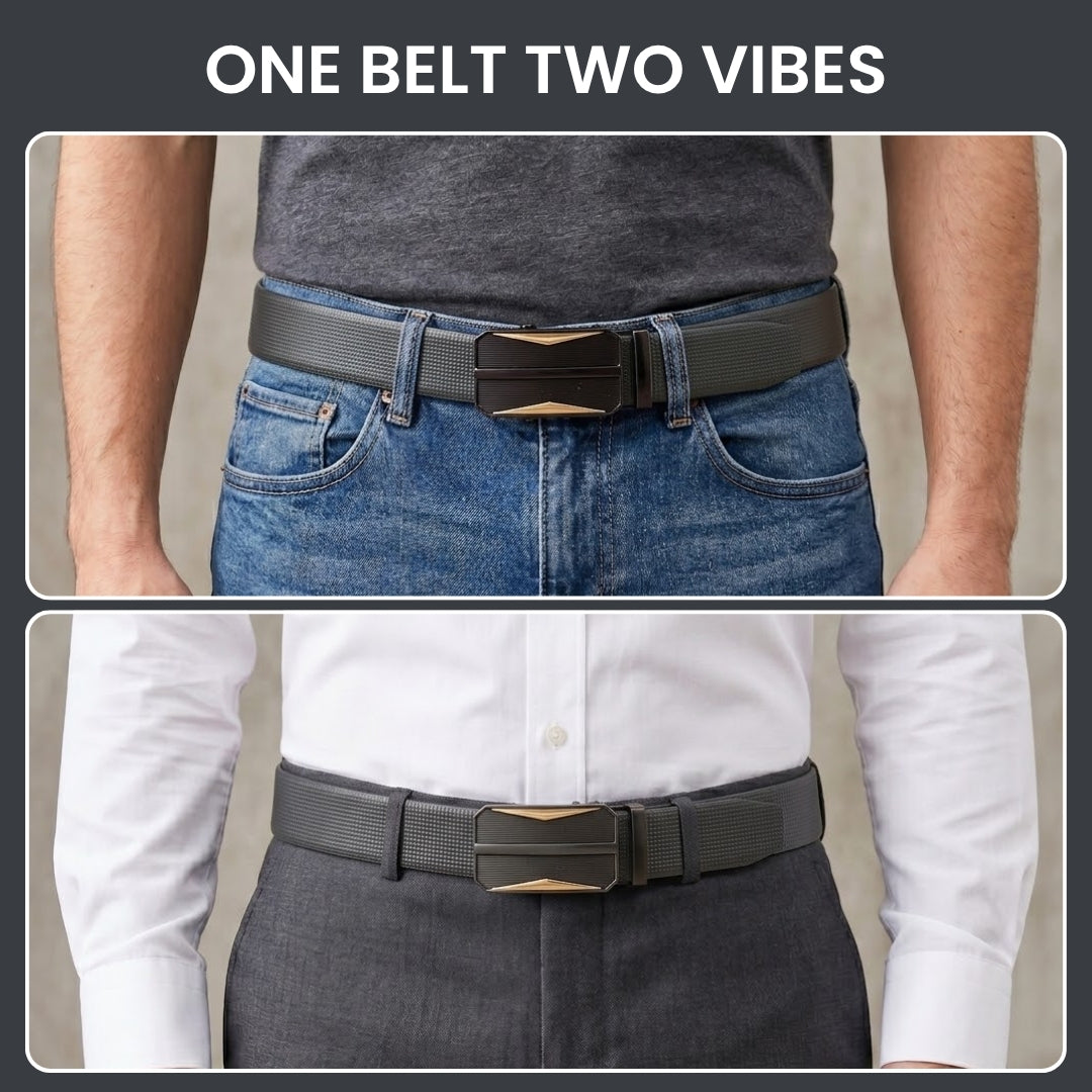 Mens Genuine Leather Belt | 2 in 1 Reversible (Black & Brown) (1 Pc.) - NEXVIOR