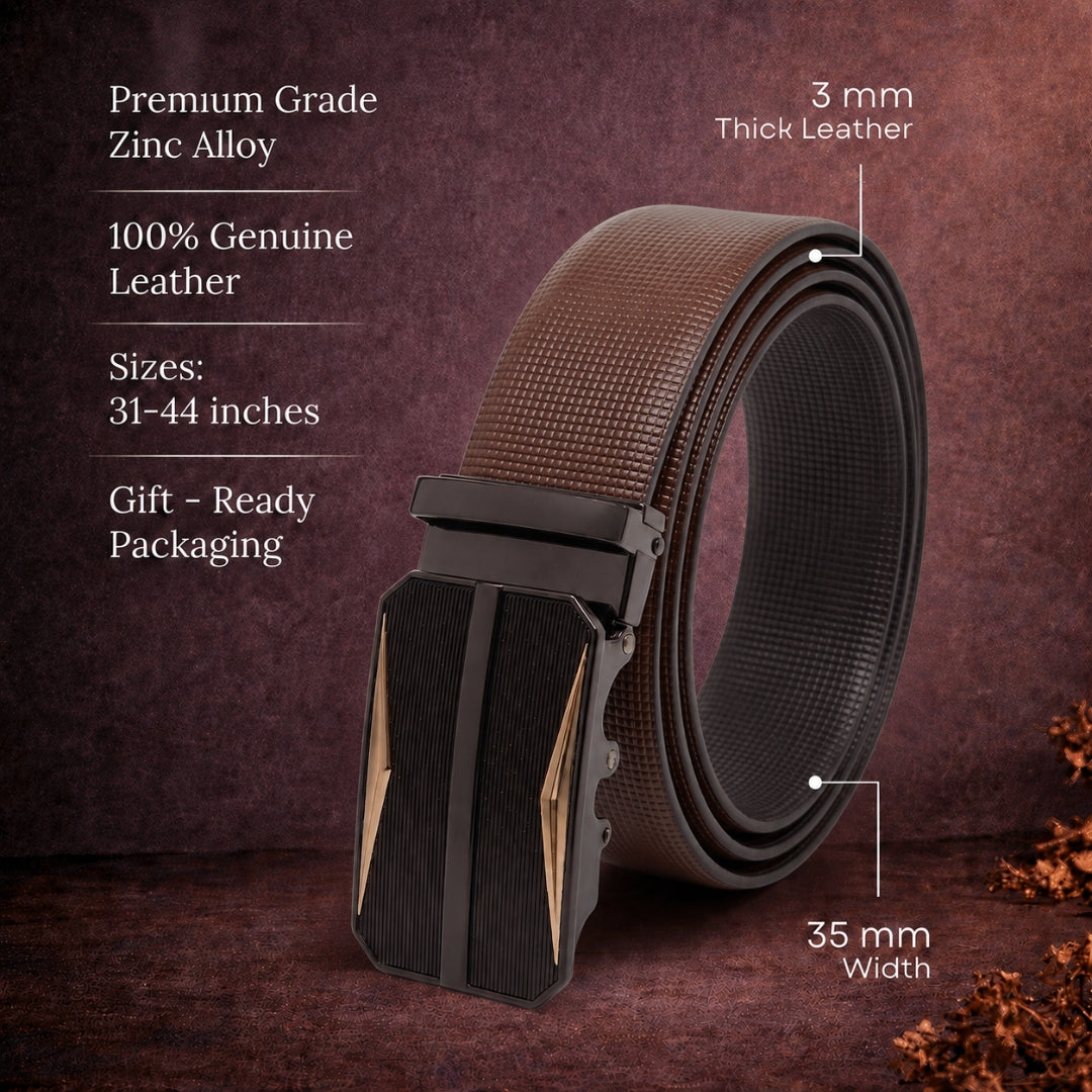 Mens Genuine Leather Belt | 2 in 1 Reversible (Brown & Black) (1 Pc.) - NEXVIOR