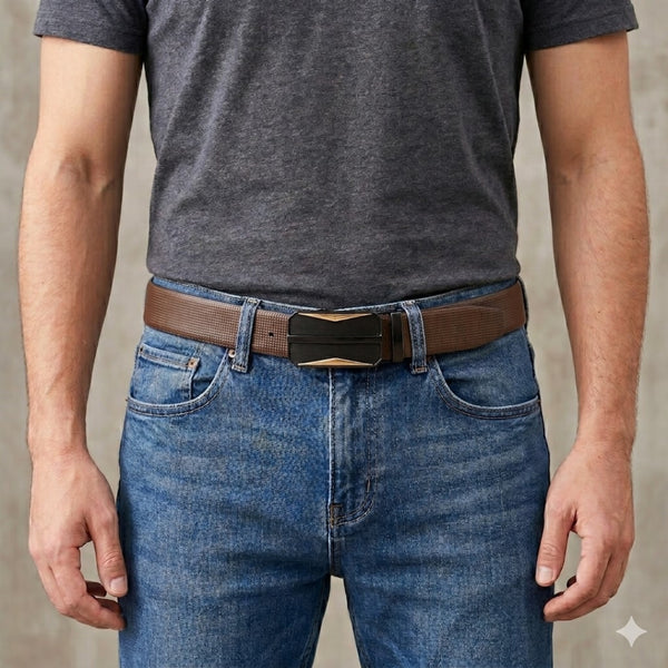 Mens Genuine Leather Belt | 2 in 1 Reversible (Brown & Black) (1 Pc.) - NEXVIOR