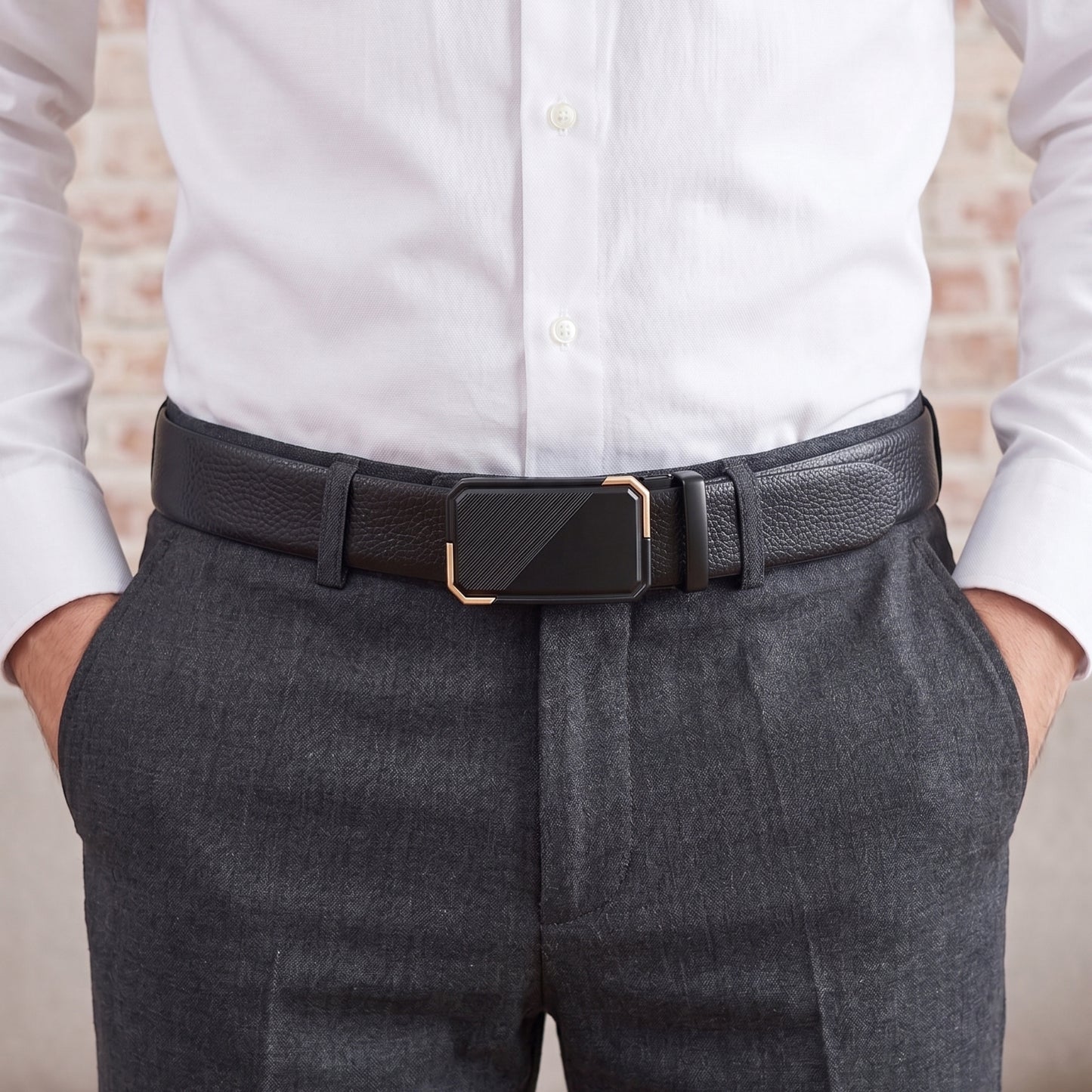 Mens Genuine Leather Belt | 2 in 1 Reversible (Black & Brown) (1 Pc.) - LUXORIC