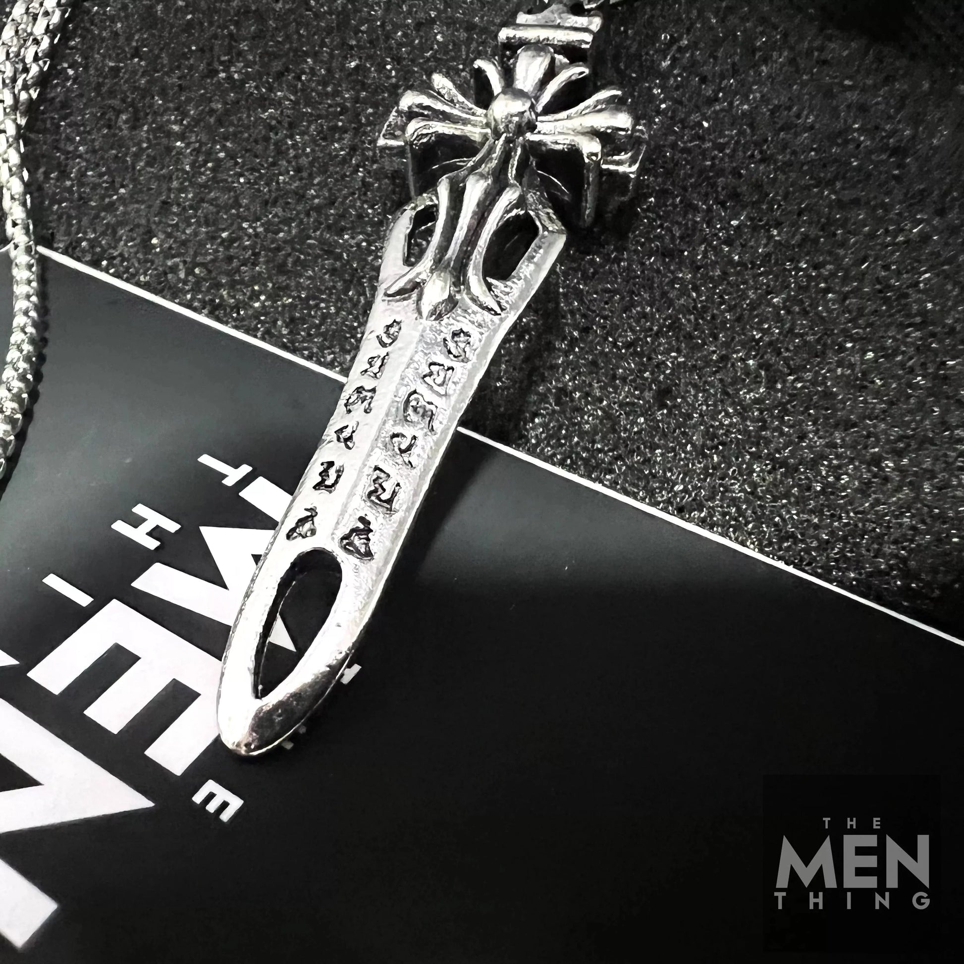 THE MEN THING Alloy Sword Plus Pendant with Pure Stainless Steel 24inch Chain for Men, American trending Style - Round Box Chain & Pendant for Men & Boy