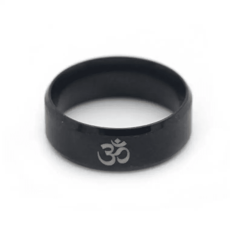 OM BLACK - Titanium Steel Ring for Men & Boys (Size : 22 )
