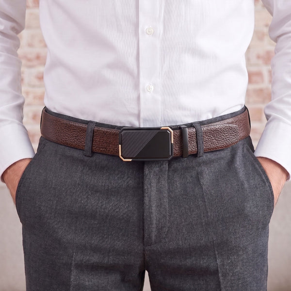 Mens Genuine Leather Belt | 2 in 1 Reversible (Brown & Black) (1 Pc.) - LUXORIC