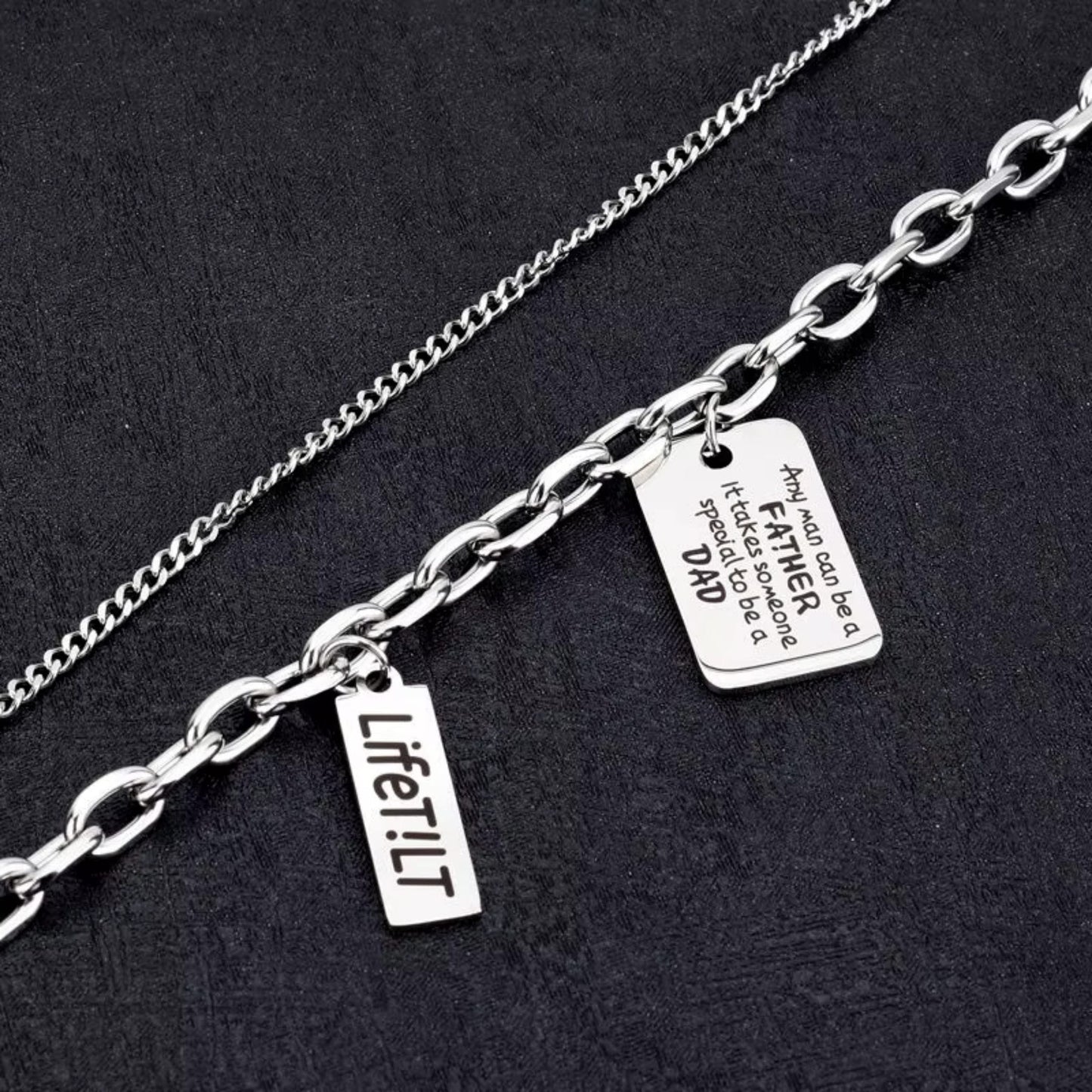 DAD TAG LAYER - 20mm Titanium Steel Pendant with 9mm Chain for Men & Boys (18 to 20 inch)
