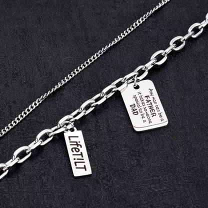 DAD TAG LAYER - 20mm Titanium Steel Pendant with 9mm Chain for Men & Boys (18 to 20 inch)