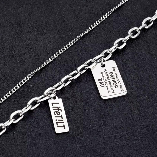 DAD TAG LAYER - 20mm Titanium Steel Pendant with 9mm Chain for Men & Boys (18 to 20 inch)