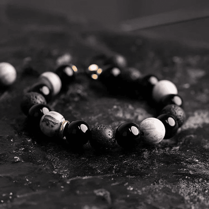 MAGIC NIGHT  - Beads Bracelet with Natural Stone - Stretch / Adjustable Bracelet for Men & Boys