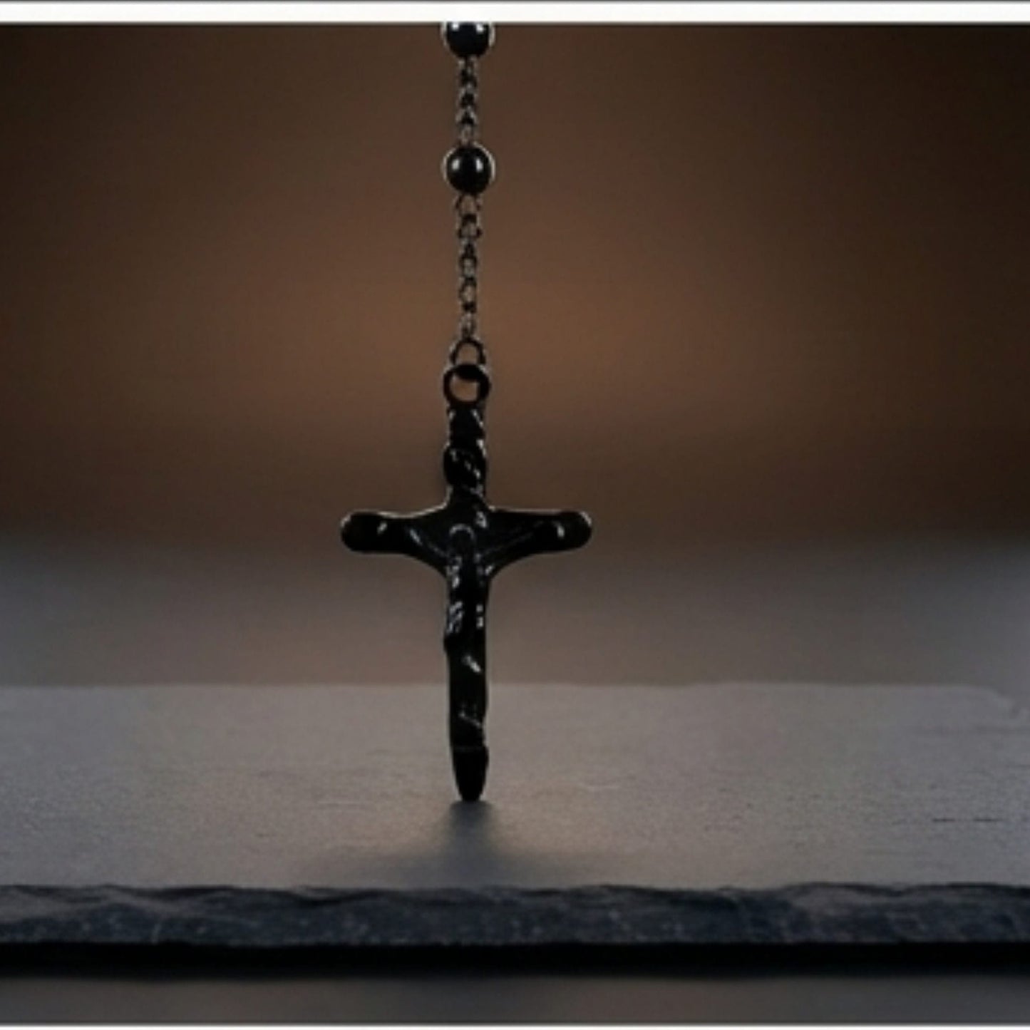 MIRACULOUS ROSARY - BLACK- 21mm Titanium Steel Pendant with 38inch Chain for Men & Boys