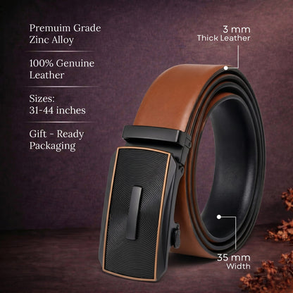 Mens Genuine Leather Belt | 2 in 1 Reversible (Brown & Black) (1 Pc.) - VELARO