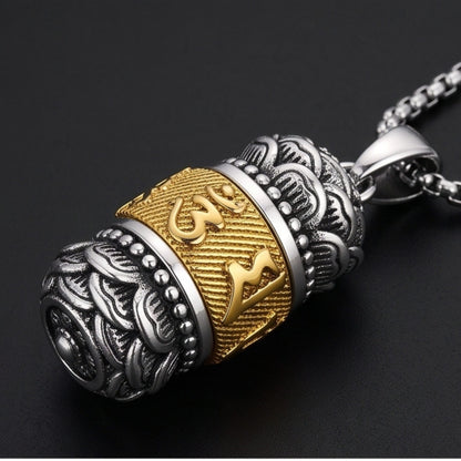 MANTRA RELIC - 16mm Titanium Steel Pendant with 24inch Round Box 4mm Chain for Men & Boys