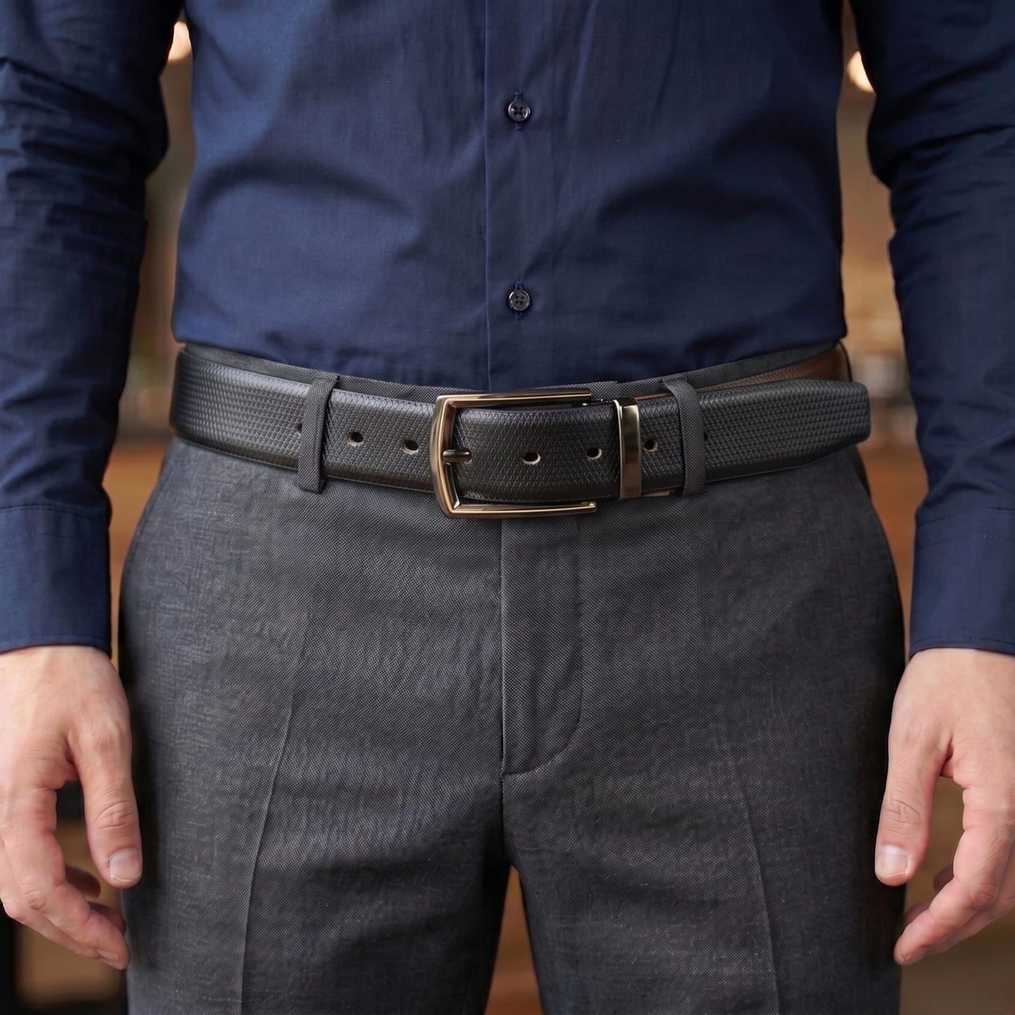 Mens Genuine Leather Belt | 2 in 1 Reversible (Black & Brown) (1 Pc.) - SIGNORA