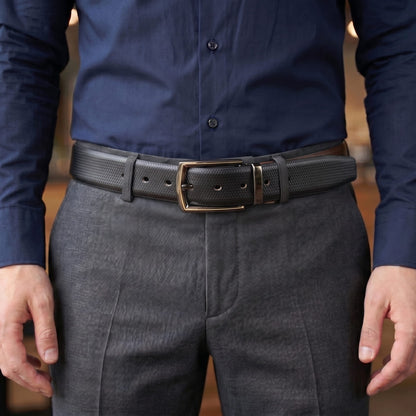 Mens Genuine Leather Belt | 2 in 1 Reversible (Black & Brown) (1 Pc.) - SIGNORA