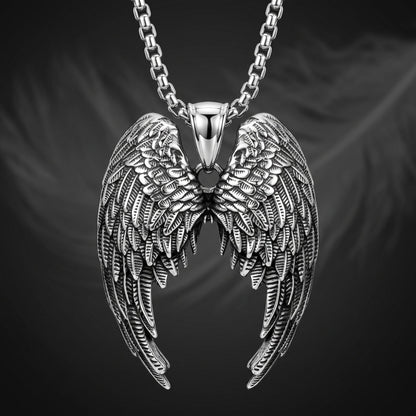 HEAVEN SERAPH - 38mm Titanium Steel Pendant with 23inch Round Box 4mm Chain for Men & Boys