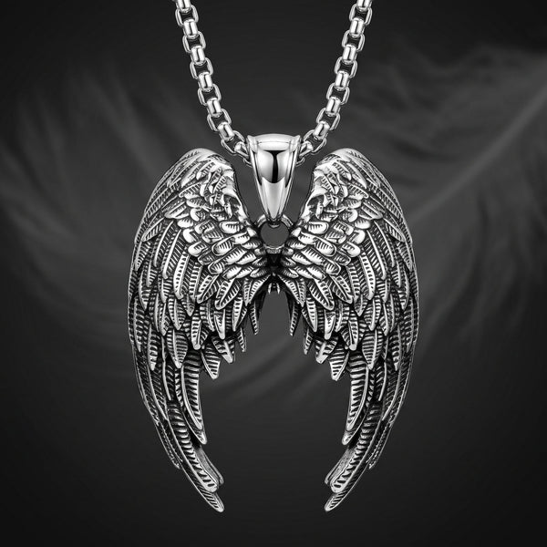 HEAVEN SERAPH - 38mm Titanium Steel Pendant with 23inch Round Box 4mm Chain for Men & Boys