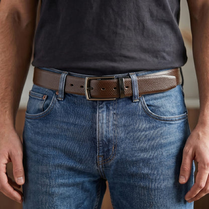 Mens Genuine Leather Belt | 2 in 1 Reversible (Brown & Black) (1 Pc.) - REXVA