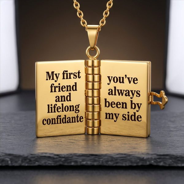 MEMORY BOOK - GOLDEN - 18mm Pure Titanium Steel Pendant with 3mm Chain for Men & Boys (17 to 19 inch Adjustable Cable Chain)