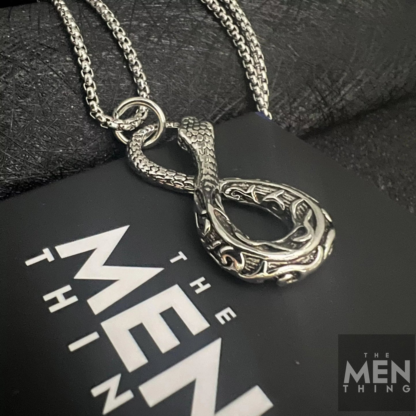 THE MEN THING Alloy Snake 8 Pendant with Pure Stainless Steel 24inch Chain for Men, European trending Style - Round Box Chain & Pendant for Men & Boy