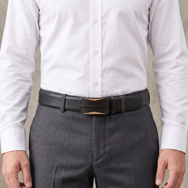 Mens Genuine Leather Belt | 2 in 1 Reversible (Black & Brown) (1 Pc.) - LUXORIC