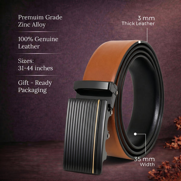 Mens Genuine Leather Belt | 2 in 1 Reversible (Brown & Black) (1 Pc.) - VELARO