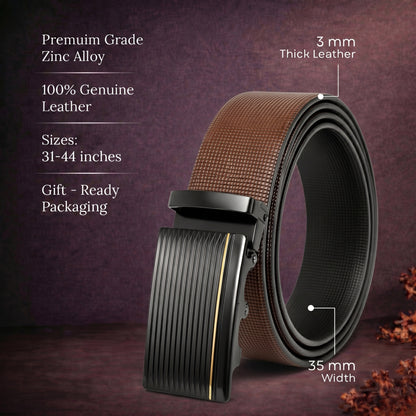 Mens Genuine Leather Belt | 2 in 1 Reversible (Brown & Black) (1 Pc.) - NEXVIOR